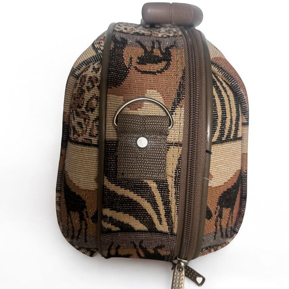 Bon Voyage Paris Safari Print Travel Vanity Case Bag Carry-On Organizer - Picture 6 of 10